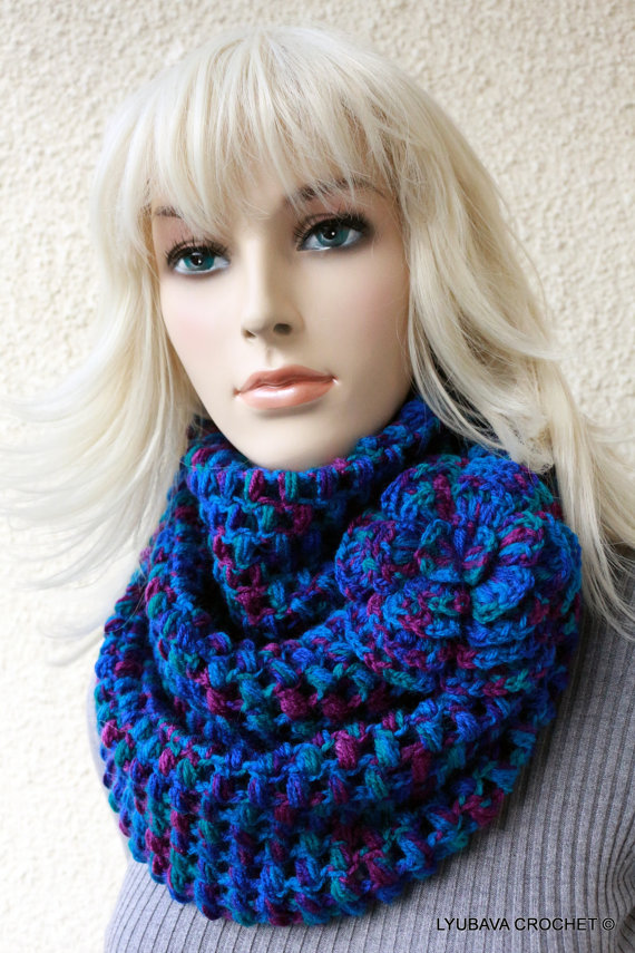 New Crochet Pattern Puff Stitch Scarf With Flower