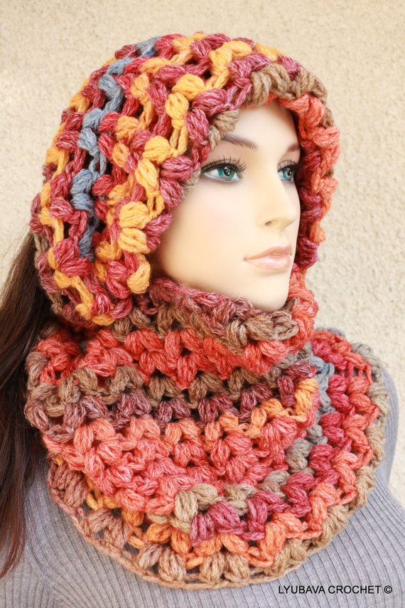 Chunky Crochet Puff Stitch Infinity Scarf