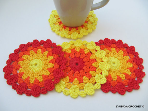 Colourful Crochet Coasters Crochet Pattern INSTANT DOWNLOAD